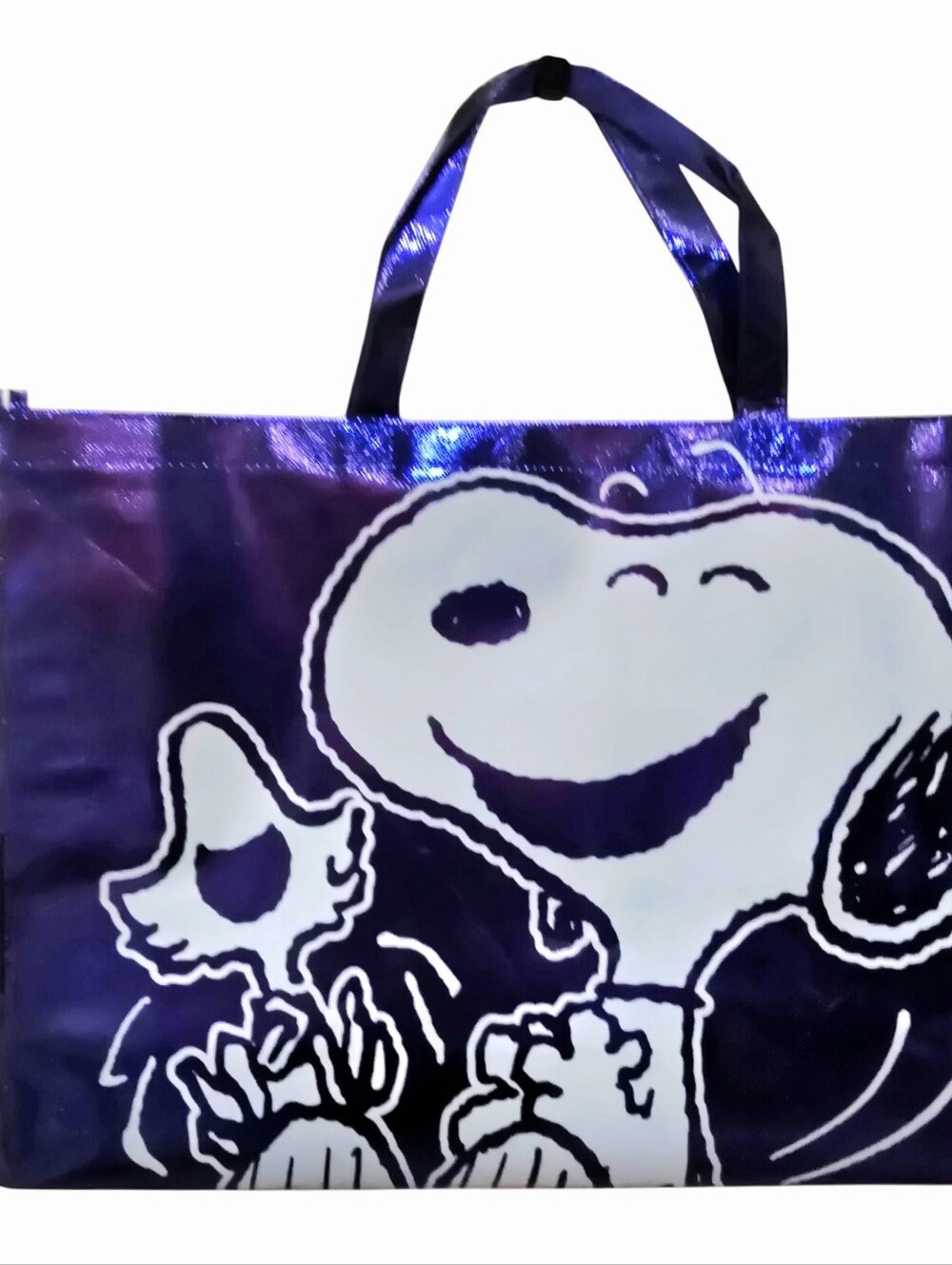 Peanuts Snoopy Metallic Shopper Tote Bag- Purple